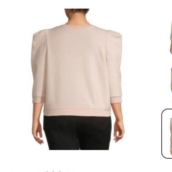 A.n.a Womens Sweater 4xl Pink Puff Sleeve Fleece 3/4 Round Neck Officewear - Picture 3 of 13